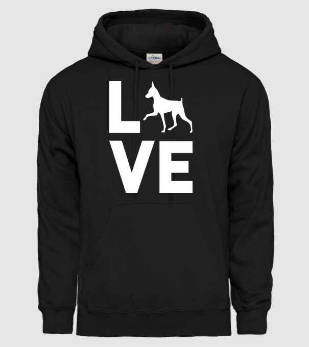 LOVE Pinscher model negru pe tricou