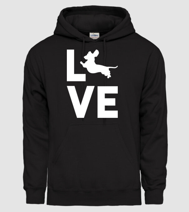 LOVE Teckel model negru pe tricou