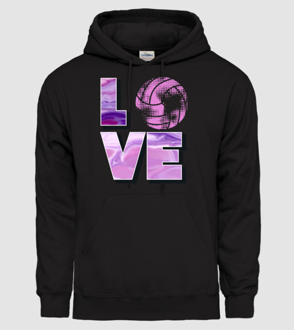 Love volleyball model negru pe tricou