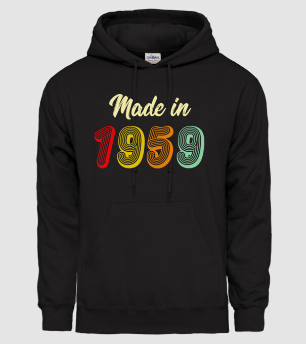 made in 1959 retro model negru pe tricou