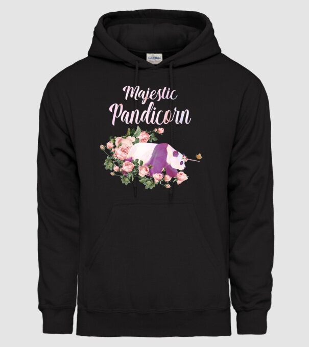 Majestic pandicorn model negru pe tricou