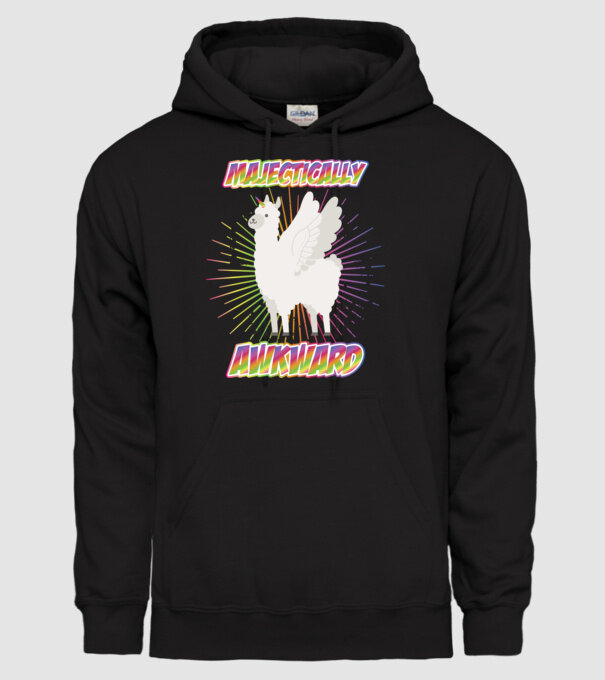 Majestically Awkward model negru pe tricou