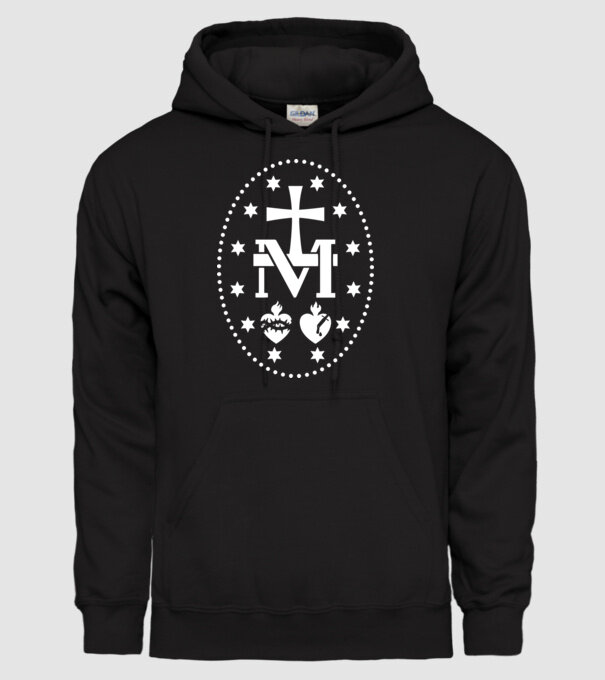 Simboluri medalie Maria model negru pe tricou