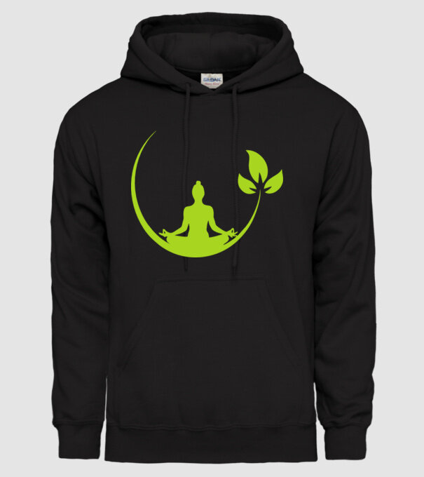 meditation leaf model negru pe tricou