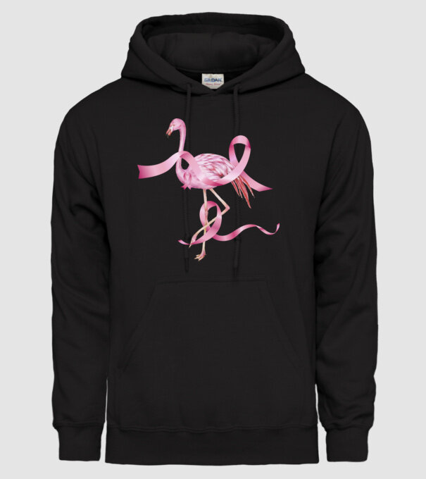 Împotriva Cancerului de sân flamingo model negru pe tricou