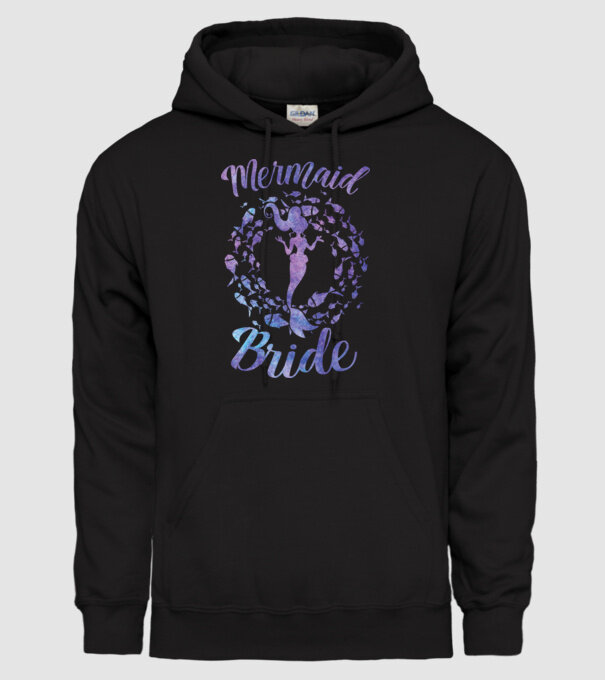 Mermaid bride aquarell model negru pe tricou