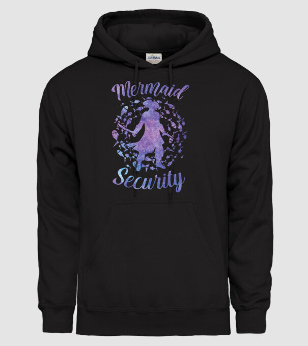 Mermaid Security boys aquarell model negru pe tricou
