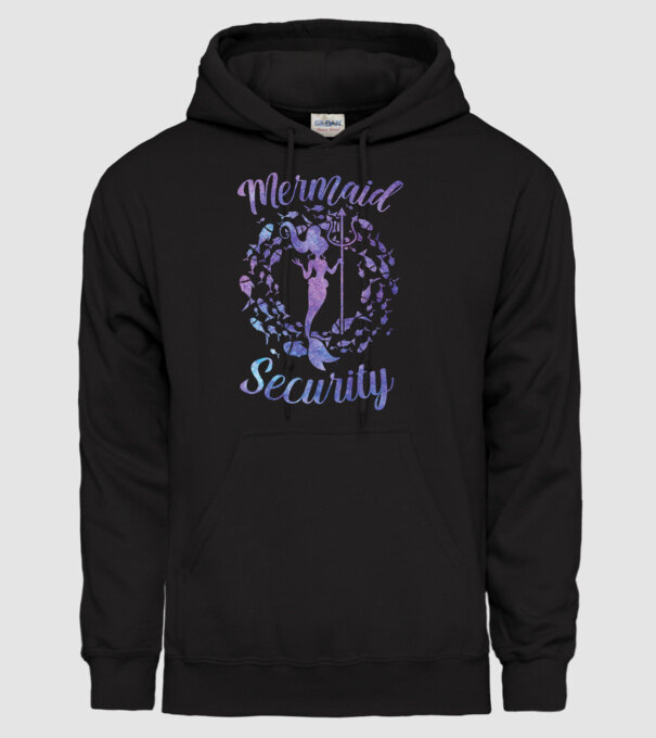 Mermaid Security girls aquarell model negru pe tricou