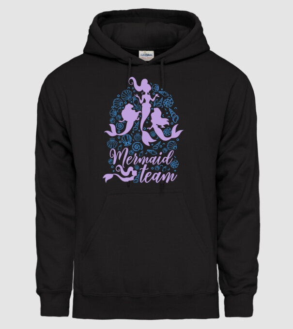 MermaidTeam model negru pe tricou