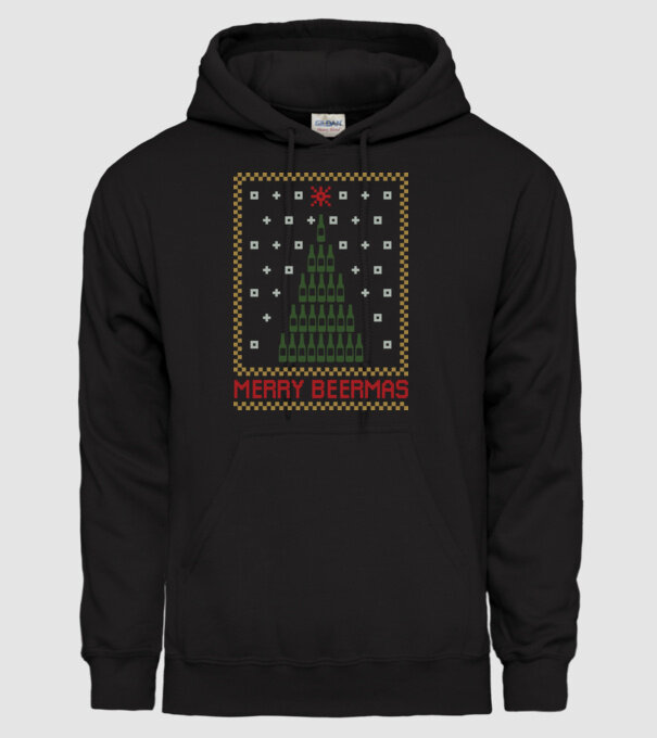 Merry Beermas model negru pe tricou
