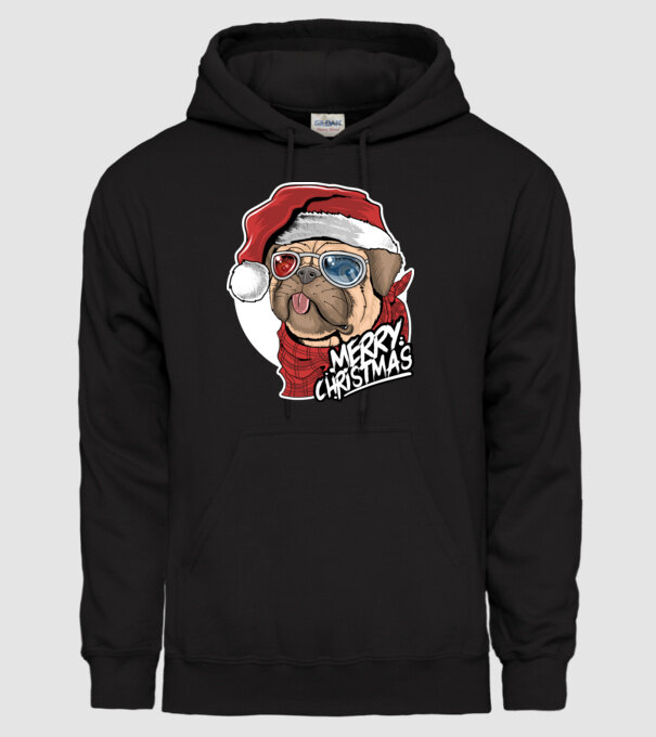 Merry Christmas Mopsz model negru pe tricou
