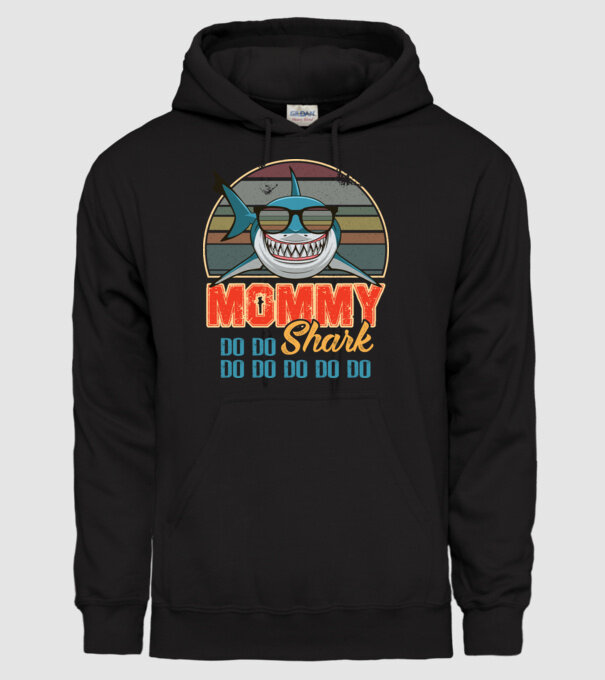 Mommy Shark model negru pe tricou