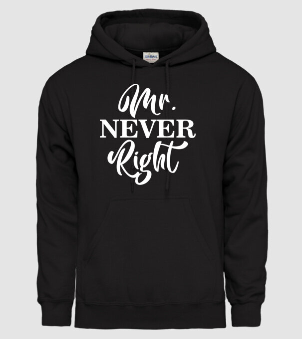 Mr never right model negru pe tricou