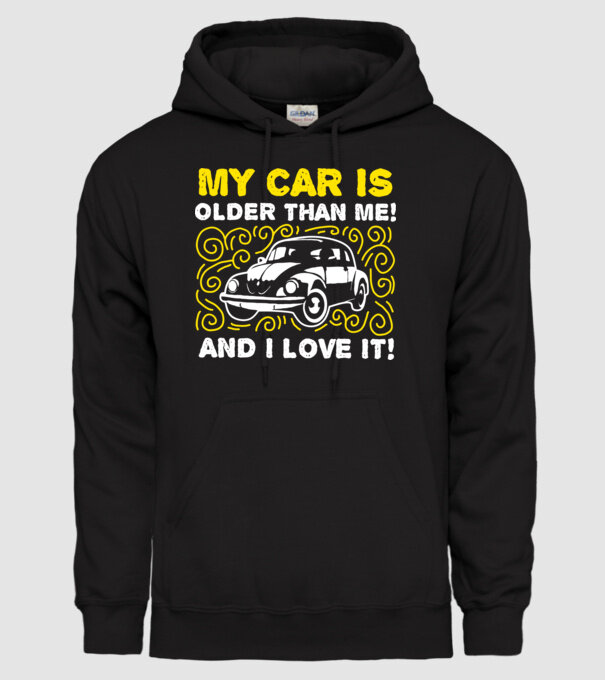 My car is older than me and I love it model negru pe tricou