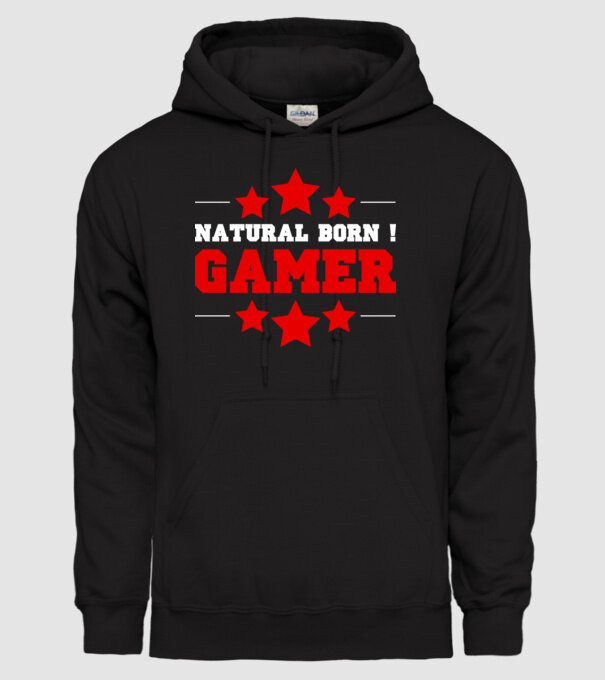 Natural born gamer model negru pe tricou