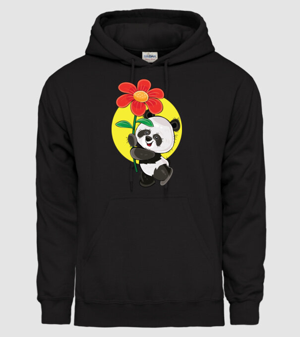 Dragoste panda model negru pe tricou