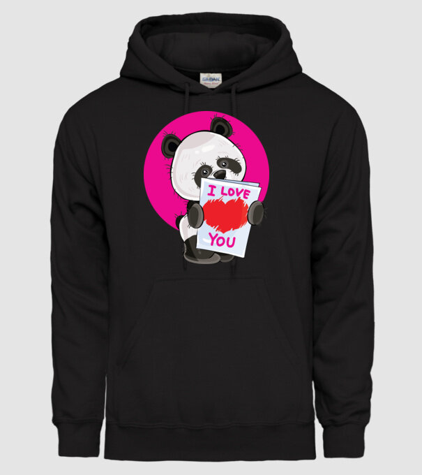 dragoste panda model negru pe tricou