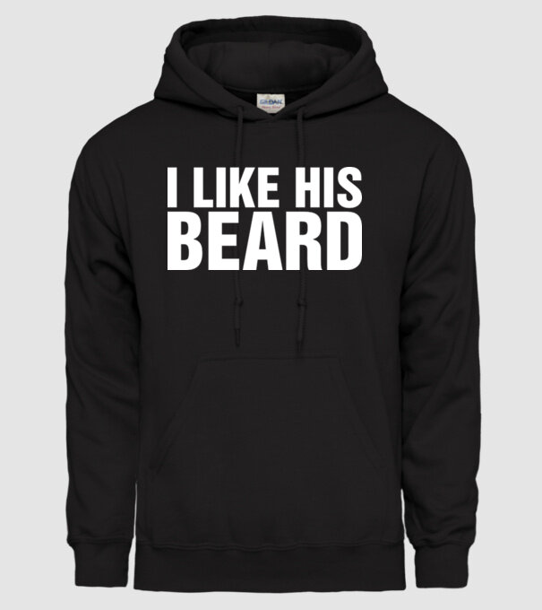 Motiv cuplu I like his beard model negru pe tricou