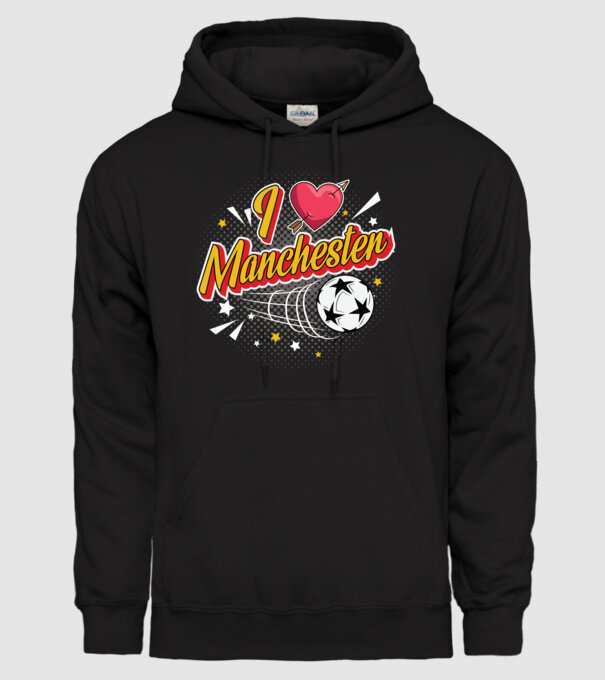 Popart Manchester model negru pe tricou