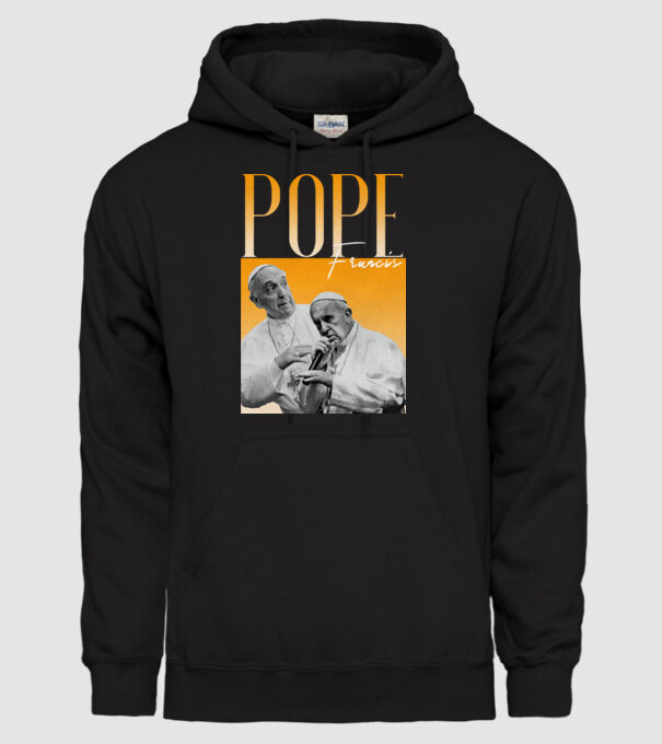 Pope Frances 90s poster model negru pe tricou