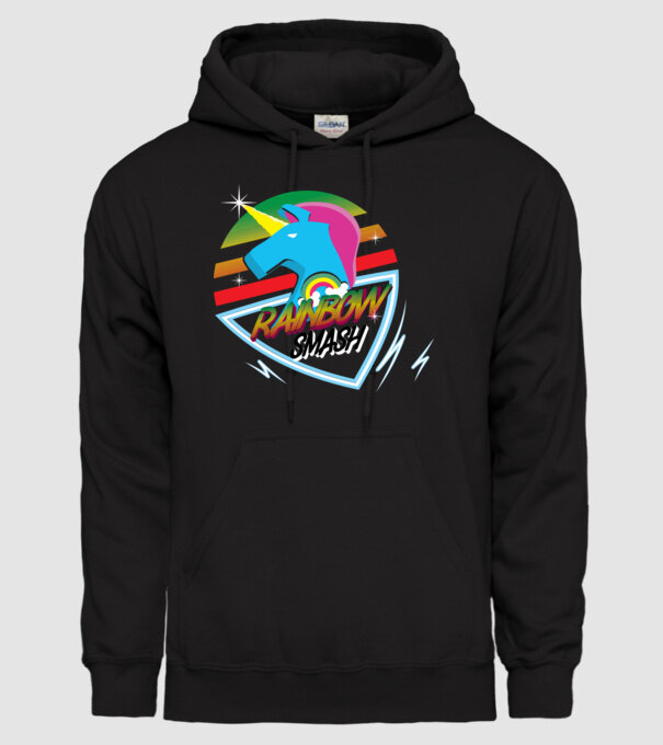 Rainbow smash model negru pe tricou