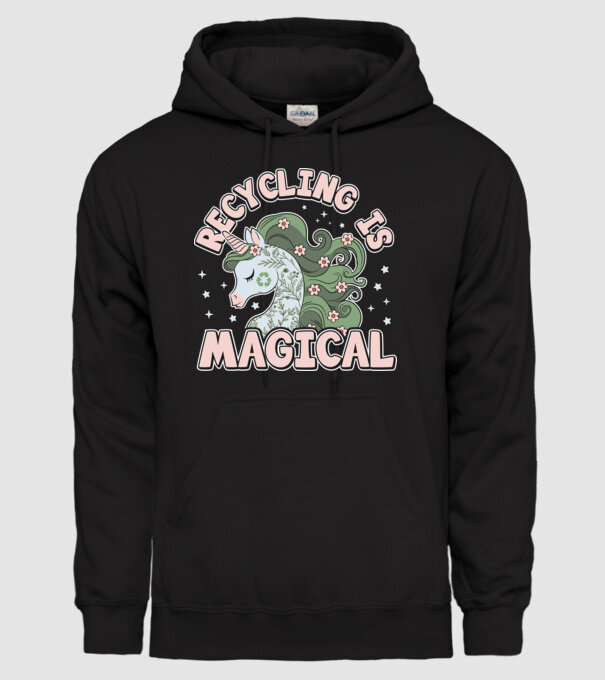 Recycling is magical model negru pe tricou