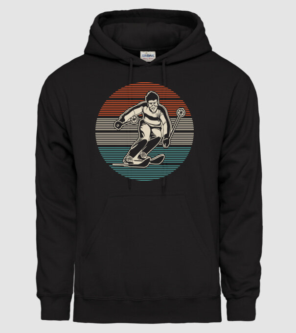 Retro circle ski model negru pe tricou