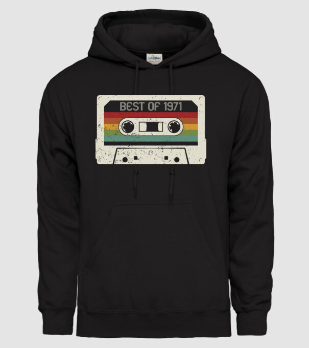 retro tape 1971 vintage model negru pe tricou