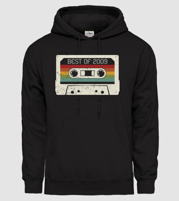 retro tape 2009 vintage model negru pe tricou