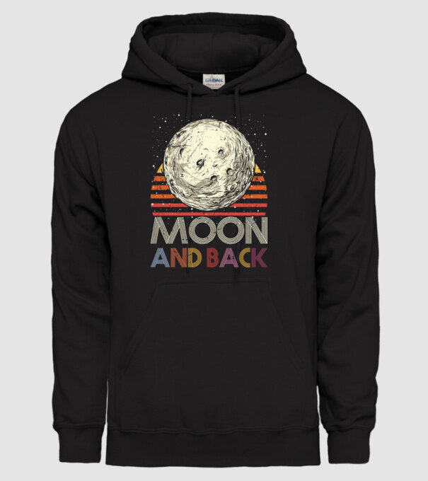 Retro vintage love you to the moon and back MOON model negru pe tricou