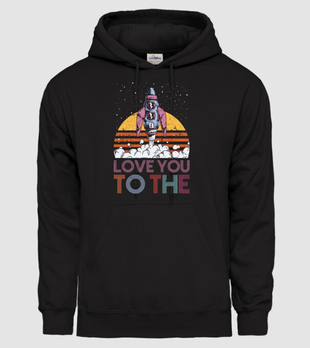 Retro vintage love you to the moon and back ROCKET model negru pe tricou