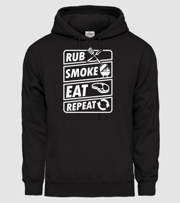 Rub Smoke Eat Repeat model negru pe tricou