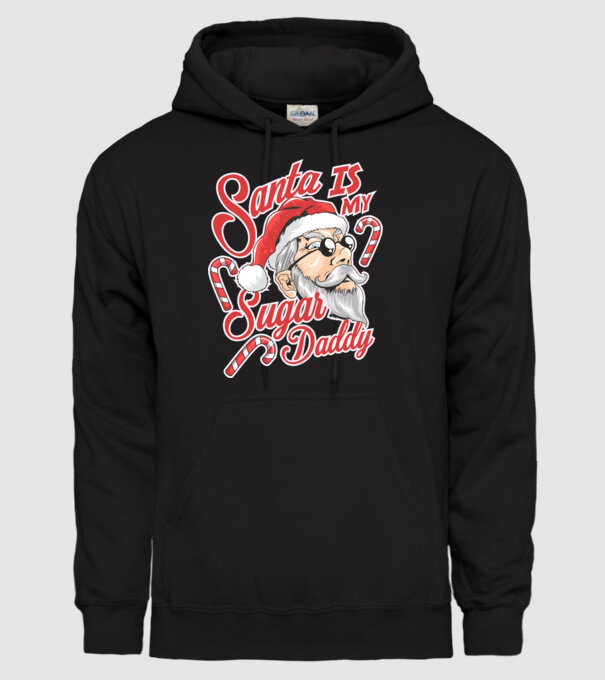Santa is my sugar daddy model negru pe tricou