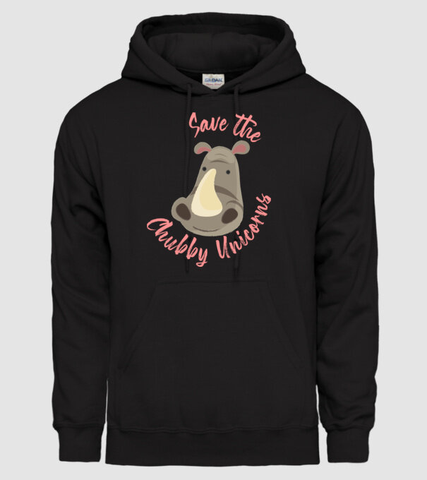 Save the chubby unicorns model negru pe tricou