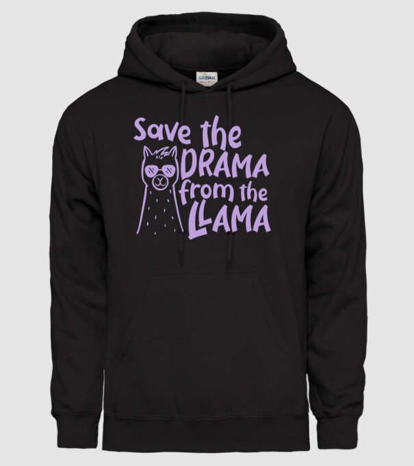 Save the drama from the llama model negru pe tricou