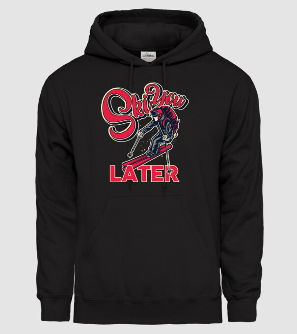 Ski you later model negru pe tricou