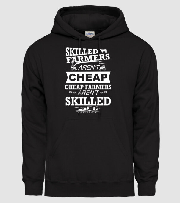 'Skilled farmers aren''t cheap Cu tractor' model negru pe tricou