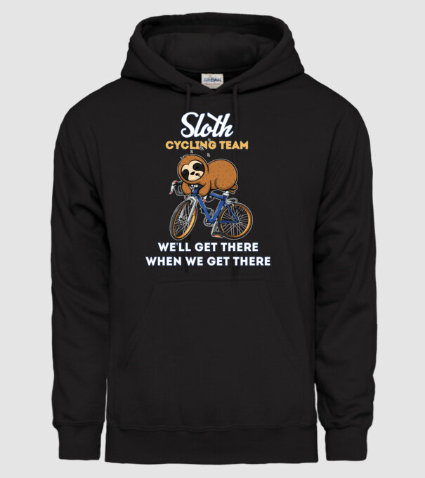Sloth cycling team model negru pe tricou