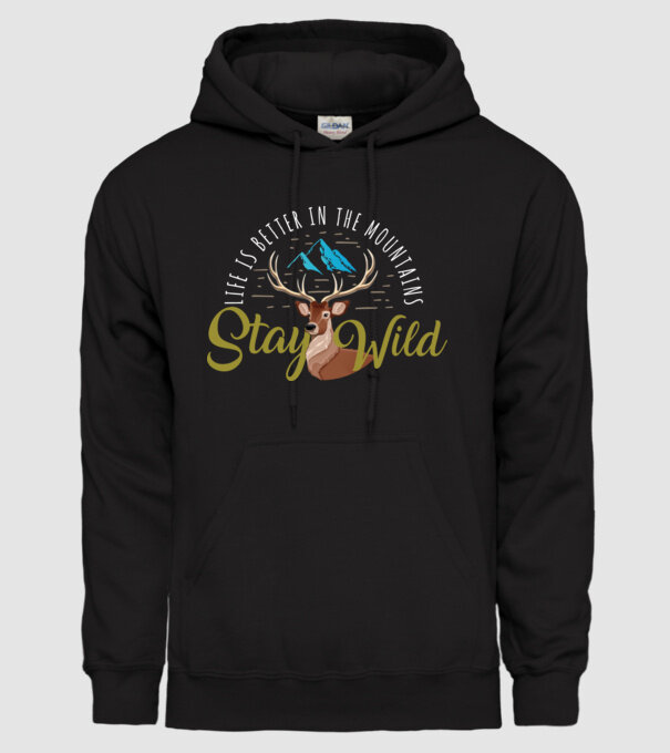 Stay wild model negru pe tricou
