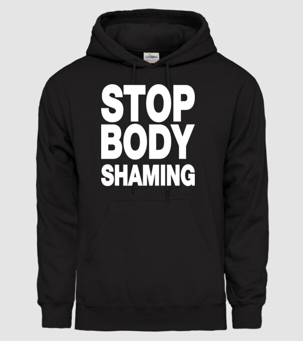 Stop body shaming helvetica model negru pe tricou