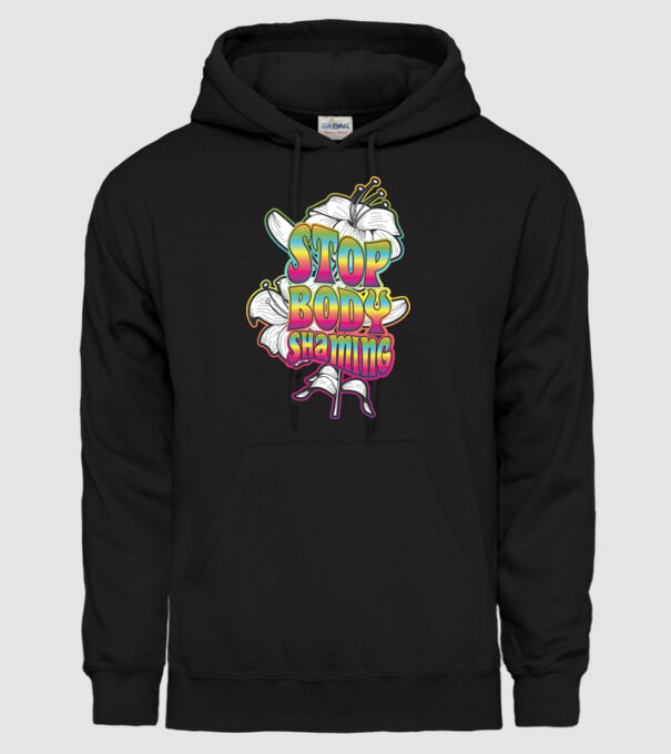 Stop body shaming lily model negru pe tricou