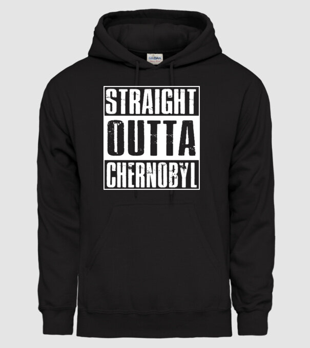 Straight outta Chernobyl model negru pe tricou