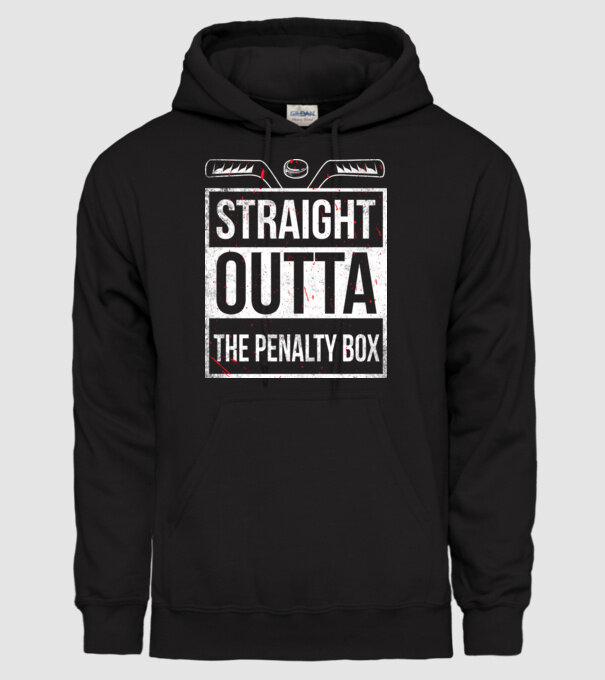 Straight outta the penalty box model negru pe tricou