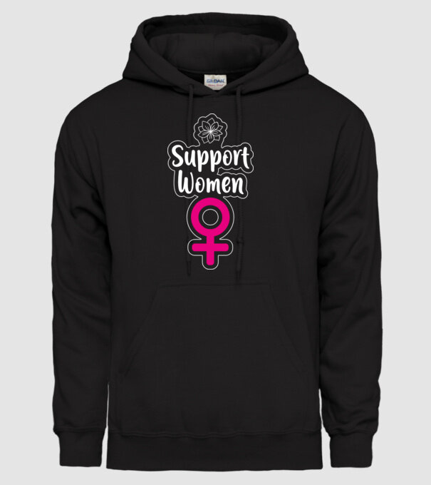 Support Women model negru pe tricou