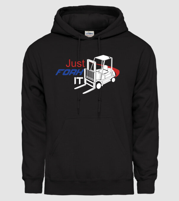Targonca Just Fork It model negru pe tricou