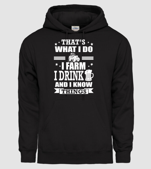 'That''s what I do, I farm, I drink' model negru pe tricou