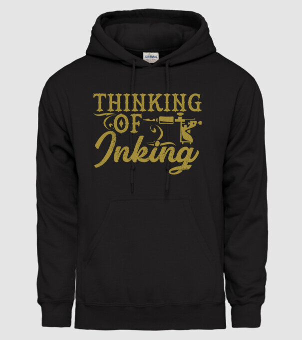 Thinking of inking model negru pe tricou