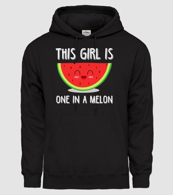 This girl is one in a melon white model negru pe tricou