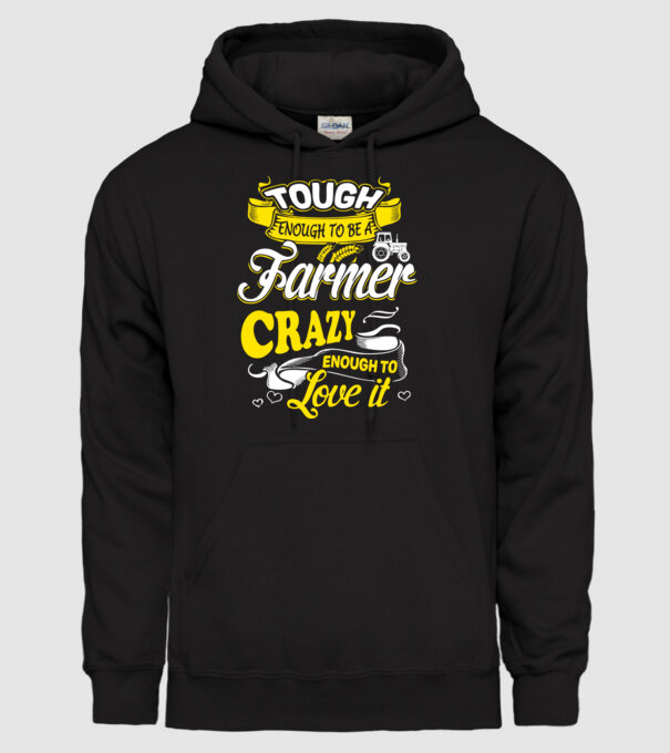 Tough enough to be a farmer Traktoros model negru pe tricou