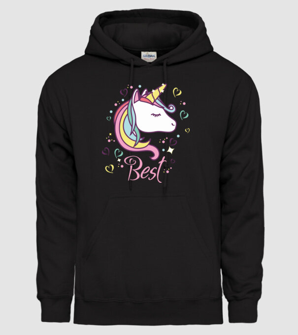 Unicorn Best model negru pe tricou